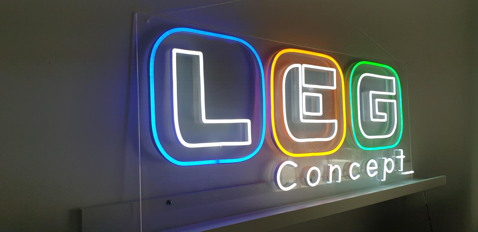 Neon led logo leg concept