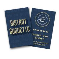 Réalisation cartes de visite haut de gamme pour bistrot situé à Carcan, le Bistrot Goguette.